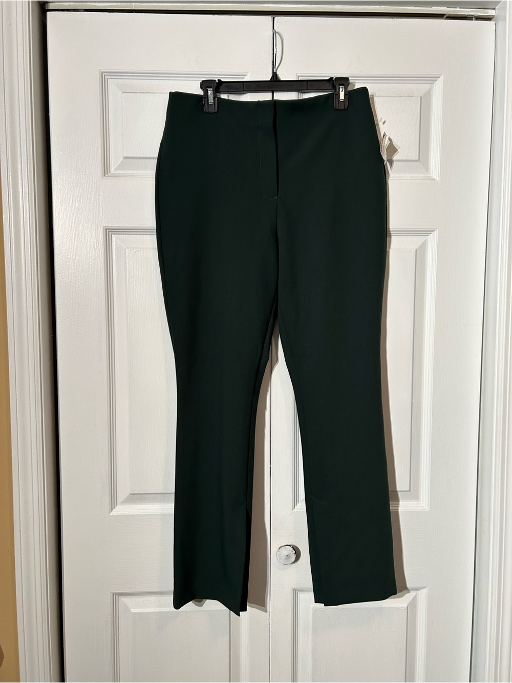 NEW Nicole Miller Dark Green Women's Straight-Leg Pants Size 10 flat front